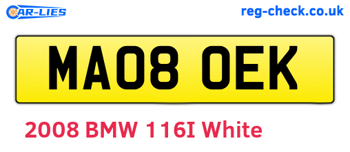 MA08OEK are the vehicle registration plates.