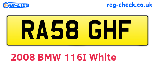 RA58GHF are the vehicle registration plates.