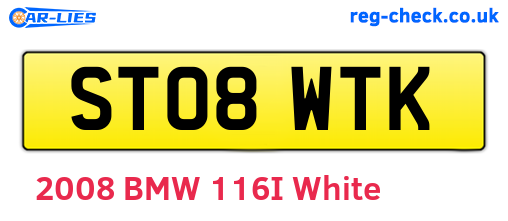 ST08WTK are the vehicle registration plates.