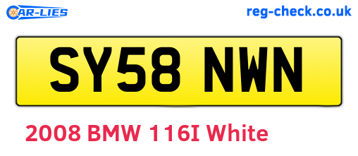 SY58NWN are the vehicle registration plates.