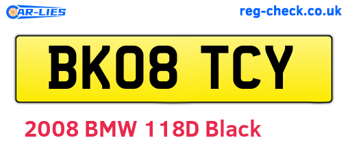 BK08TCY are the vehicle registration plates.