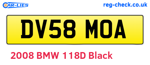 DV58MOA are the vehicle registration plates.
