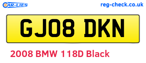 GJ08DKN are the vehicle registration plates.
