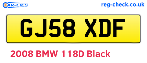 GJ58XDF are the vehicle registration plates.