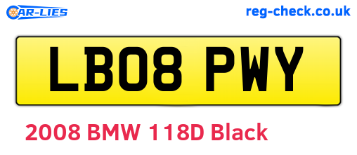 LB08PWY are the vehicle registration plates.