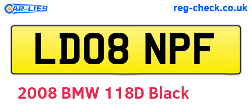 LD08NPF are the vehicle registration plates.