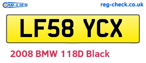 LF58YCX are the vehicle registration plates.