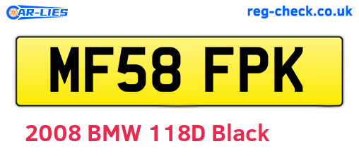 MF58FPK are the vehicle registration plates.
