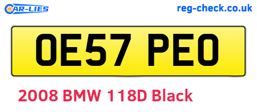 OE57PEO are the vehicle registration plates.