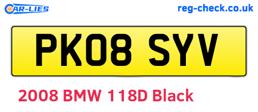 PK08SYV are the vehicle registration plates.