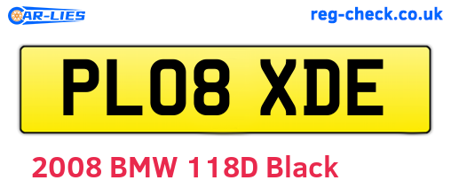PL08XDE are the vehicle registration plates.