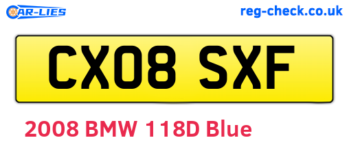 CX08SXF are the vehicle registration plates.
