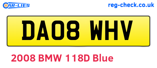 DA08WHV are the vehicle registration plates.