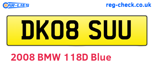 DK08SUU are the vehicle registration plates.