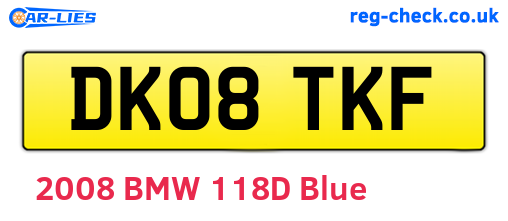 DK08TKF are the vehicle registration plates.