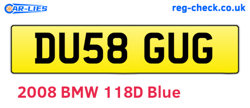 DU58GUG are the vehicle registration plates.