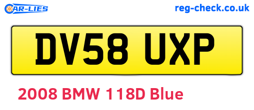 DV58UXP are the vehicle registration plates.
