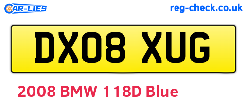 DX08XUG are the vehicle registration plates.