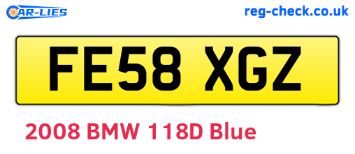 FE58XGZ are the vehicle registration plates.