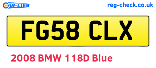 FG58CLX are the vehicle registration plates.