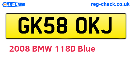 GK58OKJ are the vehicle registration plates.