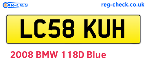 LC58KUH are the vehicle registration plates.