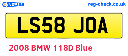 LS58JOA are the vehicle registration plates.