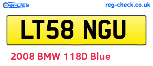 LT58NGU are the vehicle registration plates.