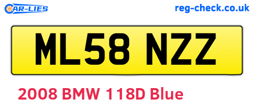 ML58NZZ are the vehicle registration plates.