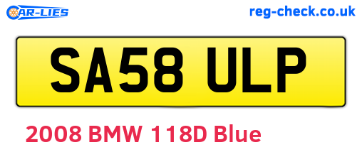 SA58ULP are the vehicle registration plates.