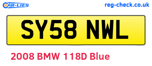SY58NWL are the vehicle registration plates.