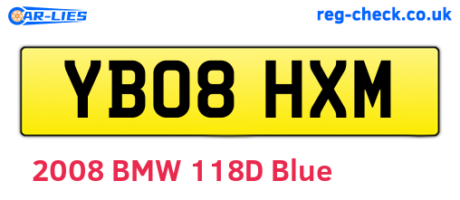 YB08HXM are the vehicle registration plates.