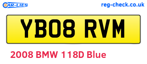 YB08RVM are the vehicle registration plates.
