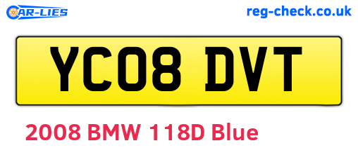 YC08DVT are the vehicle registration plates.