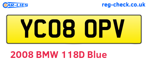 YC08OPV are the vehicle registration plates.