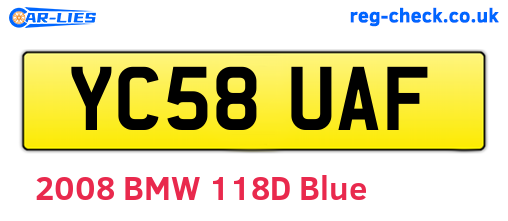 YC58UAF are the vehicle registration plates.
