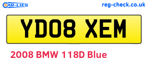 YD08XEM are the vehicle registration plates.