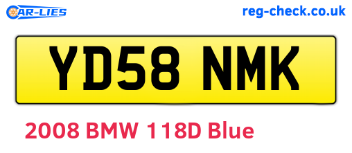 YD58NMK are the vehicle registration plates.