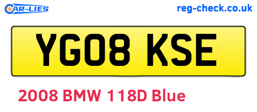 YG08KSE are the vehicle registration plates.