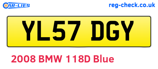 YL57DGY are the vehicle registration plates.