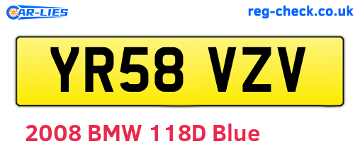 YR58VZV are the vehicle registration plates.