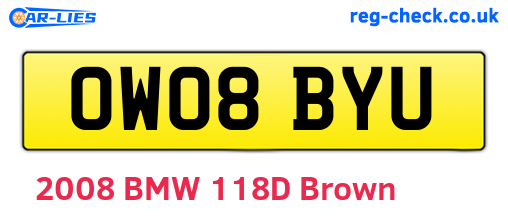OW08BYU are the vehicle registration plates.