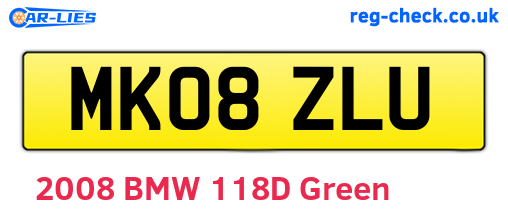 MK08ZLU are the vehicle registration plates.
