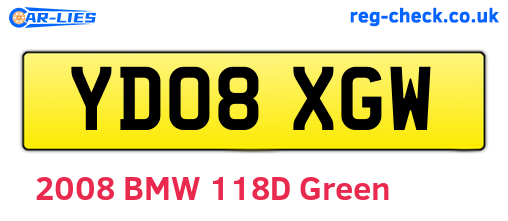 YD08XGW are the vehicle registration plates.
