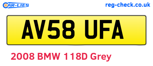 AV58UFA are the vehicle registration plates.