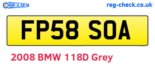 FP58SOA are the vehicle registration plates.