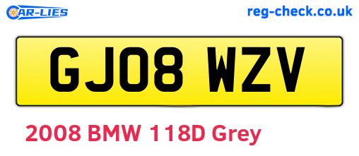 GJ08WZV are the vehicle registration plates.