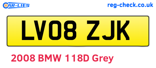 LV08ZJK are the vehicle registration plates.