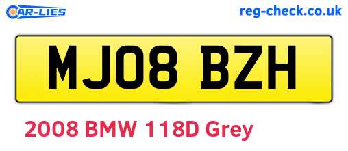 MJ08BZH are the vehicle registration plates.