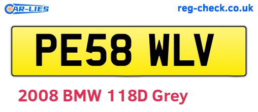 PE58WLV are the vehicle registration plates.